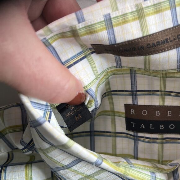 Robert Talbott Carmel Mens Plaid Blue & Green Button Front Shirt M Cotton EUC - Picture 4 of 13